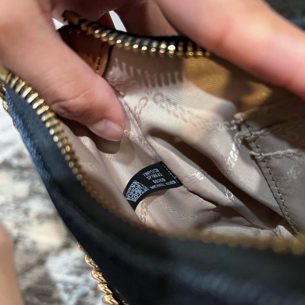 Michael Kors Jet Set Small Chain Denim Pochette Blue and Brown Shoulder Bag - Picture 9 of 11